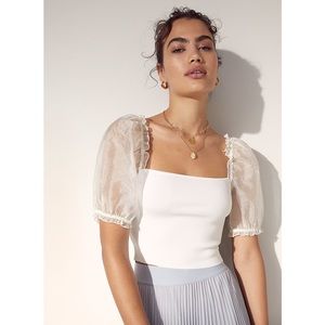 NWT Aritzia Wilfred Stanza Sheer-Sleeve Top